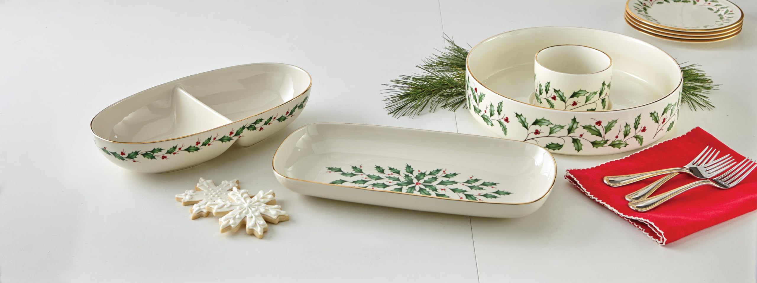 Amazon.com | Lenox 869999 Holiday Chip & Dip Set, Christmas